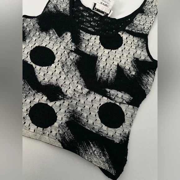 Christian Dior Boutique Galliano Era Crop Knit Painted Perforated Tank Art 10 - Picture 6 of 10